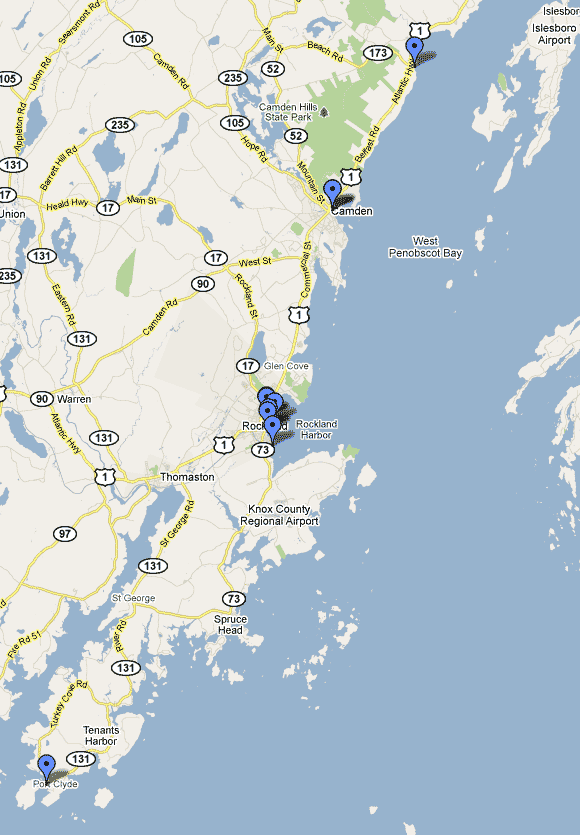 Camden Maine Powerboat Day Trips map